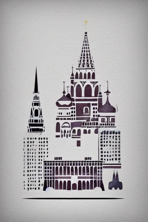 Image similar to minimalist watercolor art of moscow, illustration, vector art