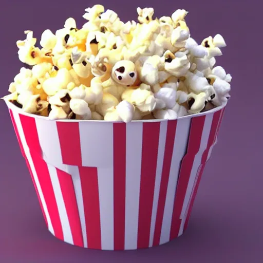 Image similar to 3 d render of a popcorn based pokemon, funny, cute