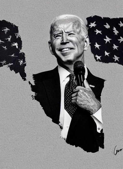 Image similar to biden, channing tatum portray united states president joe biden, minimalist movie poster, theatrical poster, fan art, digital art, trending on artstation