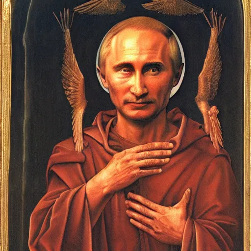 Image similar to vision of ezekiel with vladimir putin, portrait centered