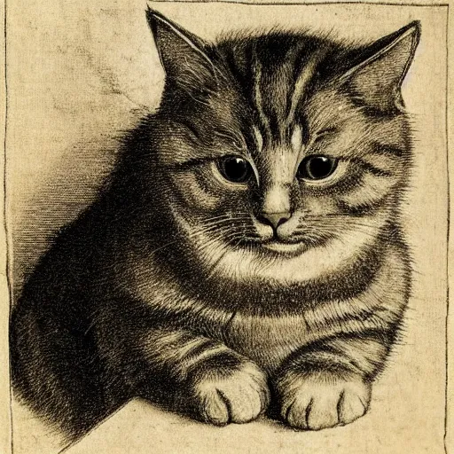 Image similar to cute cat by Albrecht Dürer