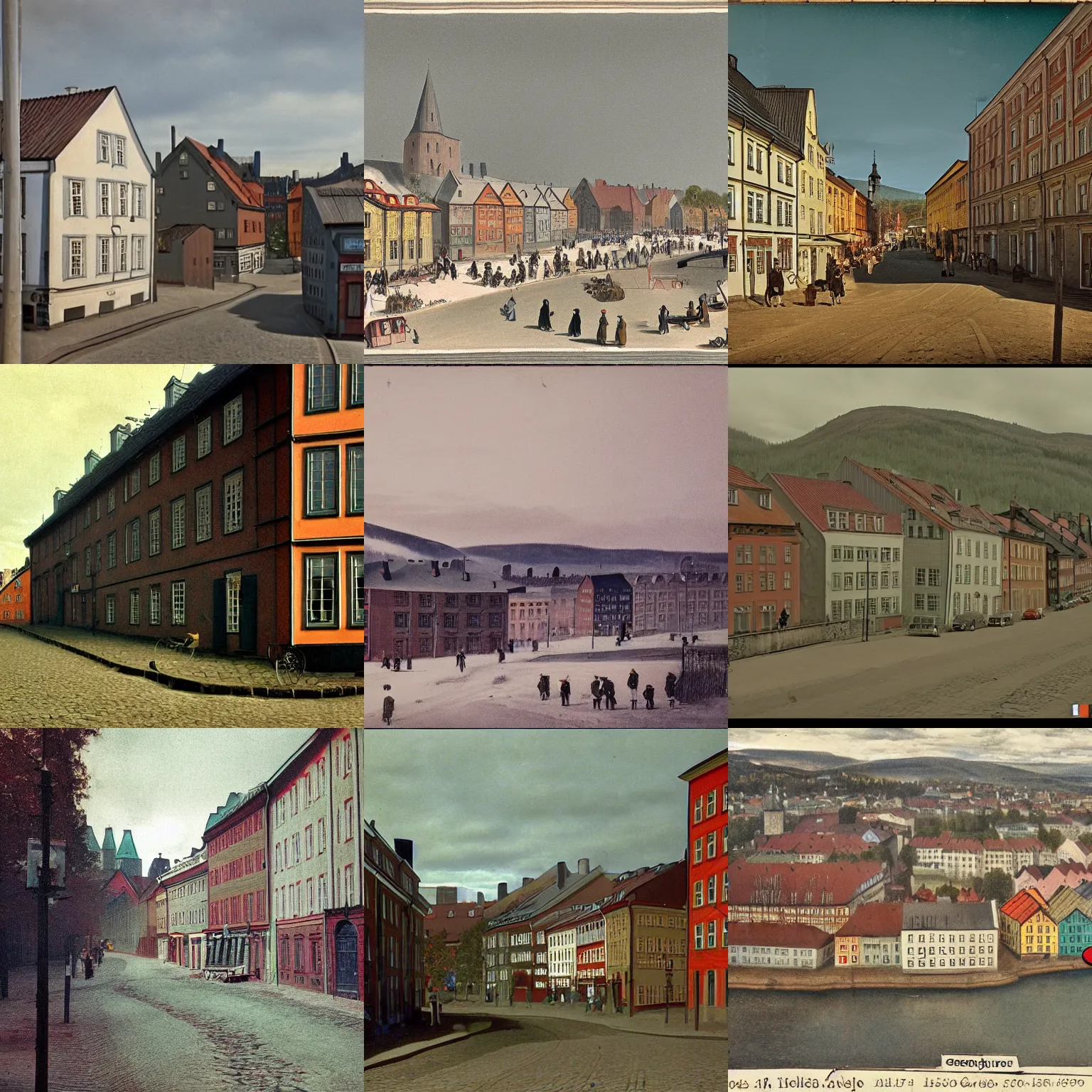 Prompt: google streetview screenshot from oslo in color from 1 7 9 0