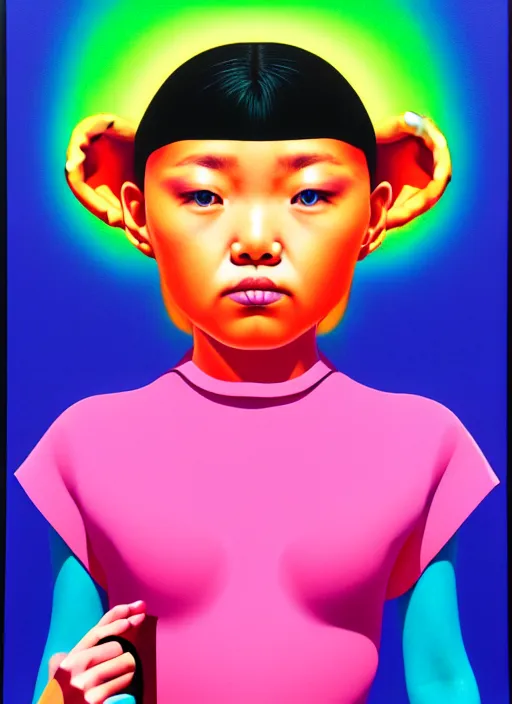 Image similar to cute girl by shusei nagaoka, kaws, david rudnick, airbrush on canvas, pastell colours, cell shaded, 8 k