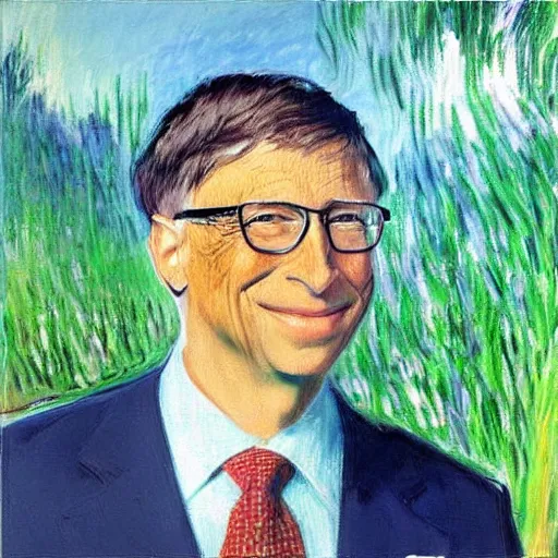 Image similar to Buff Bill Gates, painting by Monet