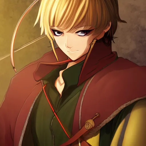 Prompt: portrait of robin hood, anime fantasy illustration by tomoyuki yamasaki, kyoto studio, madhouse, ufotable, comixwave films, trending on artstation