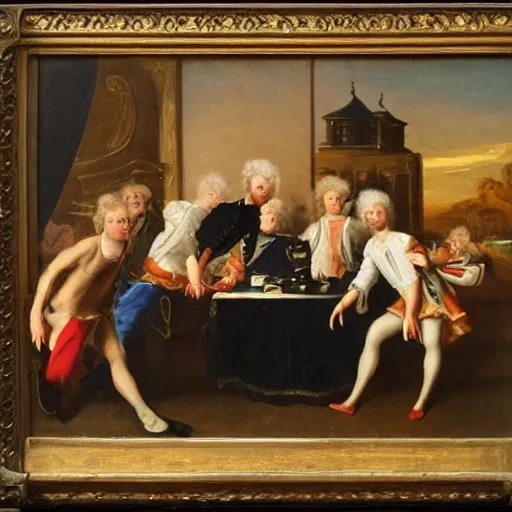 Image similar to me and the boys at 3 am looking for beans, 1 8 th century painting