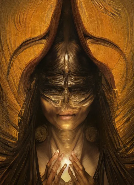 Image similar to album art divine holy mango spell effect, physically accurate, moody dynamic lighting, very very intricate, very very elegant, highly detailed, digital painting, artstation, HR GIGER, Hieronymus Bosch, Francis Bacon, concept art, smooth, very beautiful, sharp focus, illustration, art by artgerm and greg rutkowski and alphonse mucha