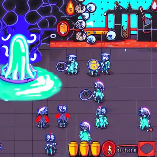 Image similar to a battle between a wizard and an evil tentacle ai robot