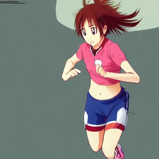 Prompt: a girl is running, sport clothing, anime style, short hair, hair down, symmetrical facial features, smiling mouth, from yowamushi pedal, hyper realistic, rule of thirds, extreme detail, detailed 4 k drawing, trending pixiv, realistic lighting, by alphonse mucha, greg rutkowski, sharp focus, backlit, high budget show