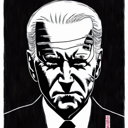 Image similar to Joe Biden looking sinister, by Tsutomu Nihei, highly detailed