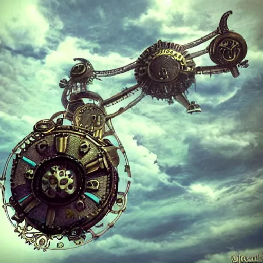 Image similar to flying city in a steel flower, sky, steampunk!!!, fantasy art, steampunk, masterpiece, octane