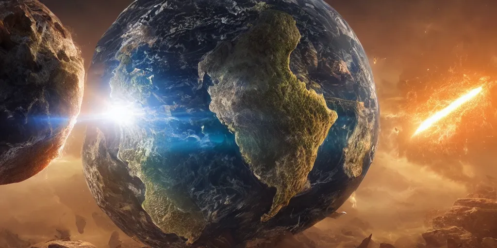 Prompt: Earth being PUNCHED, realistic 4k octane beautifully detailed render, 4k post-processing, highly detailed, intricate complexity, epic composition, magical atmosphere, cinematic lighting, masterpiece, ultra hd