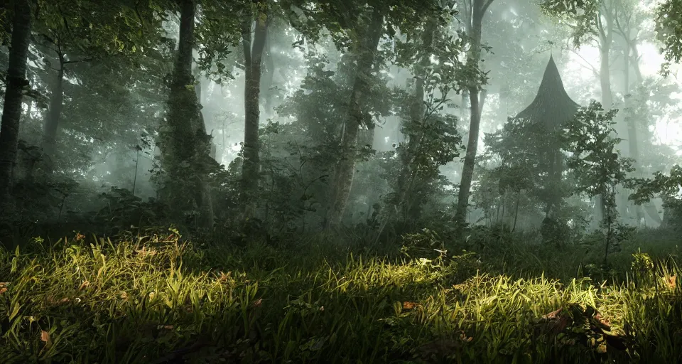 Prompt: Enchanted and magic forest, with CRYENGINE