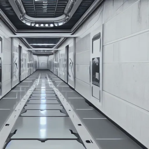 Image similar to futuristic horror science facility corridor, scp, unreal engine 5, rtx, next - gen graphics, secure contain protect, aaa game trailer, cinematic lighting, 3 d render, 4 k 6 0 fps, teaser, cinema 4 d