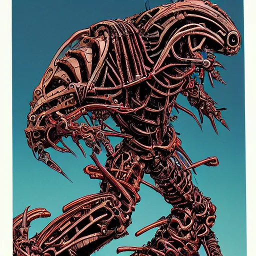 Image similar to a giant biomechanical alien monster by todd mcfarlane