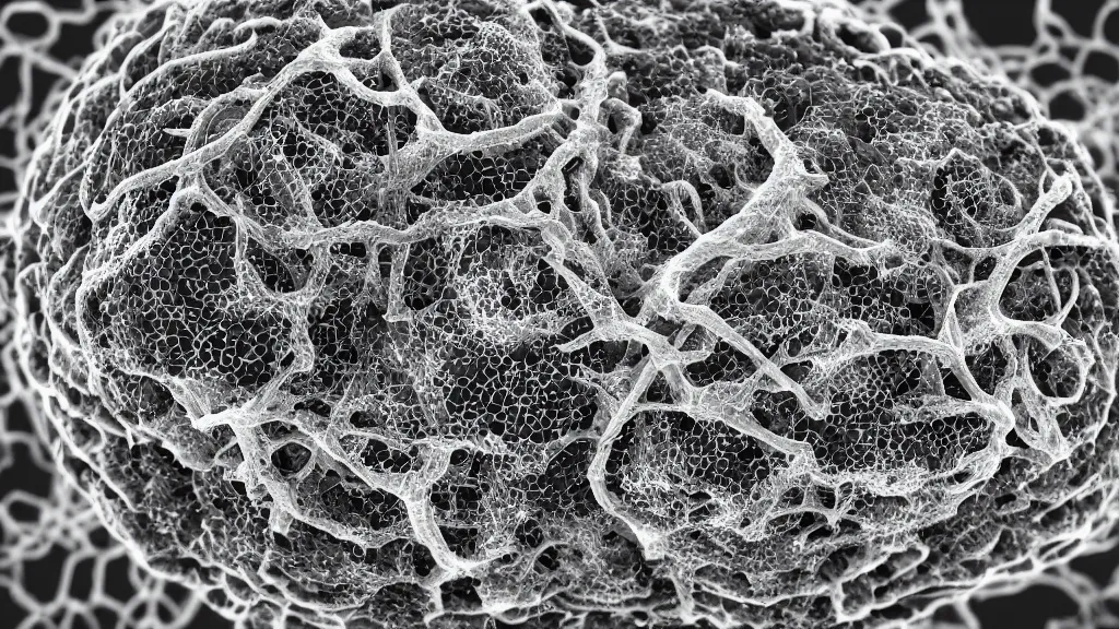 Image similar to beautiful 3 d closeup photo of deadly virus infecting a cell, seen through an electron microscope, detailed, high contrast, magazine scientific illustration, 8 k, octane render