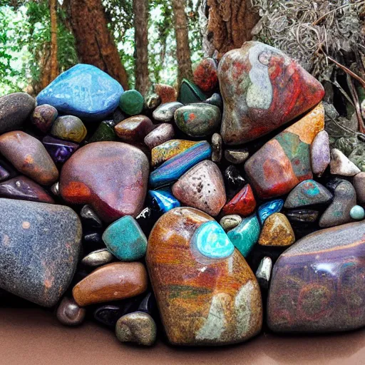 Image similar to gemstone forest, tribal art