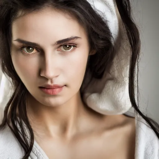 Prompt: a beautiful woman in a long robe, medium shot, detailed eyes,