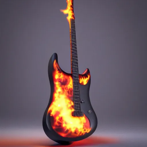 Image similar to epic guitar with flames, 3D octane render