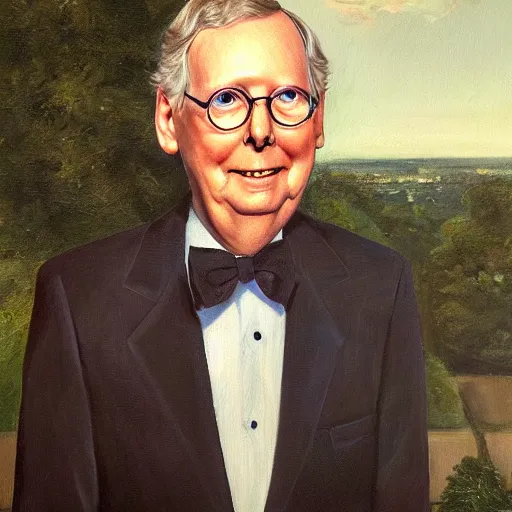 Prompt: portrait of mitch mcconnell, canvas oil painting, half turtle, martha greta kempton, frank o salisbury, granville chandor, thomas edgar stevens