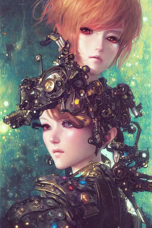 Image similar to portrait of beautiful young fairy, cyberpunk, Warhammer, highly detailed, artstation, illustration, art by Gustav Klimt and Range Murata and Ilya Kuvshinov and Sakimichan