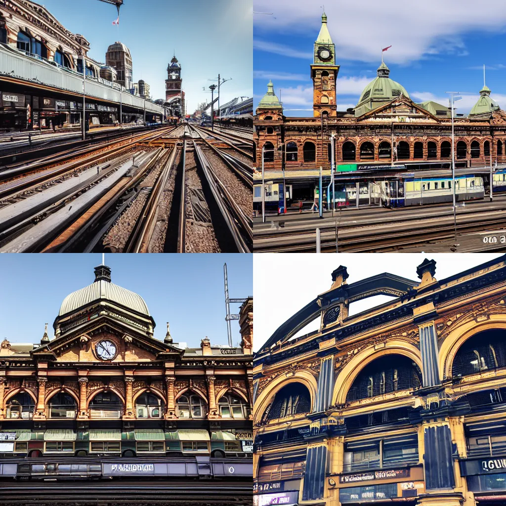 Prompt: A photo of Flinders Street Station, 4k