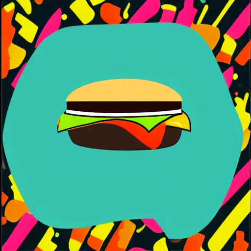 Image similar to pop art illustration of a cheeseburger, adobe illustrator