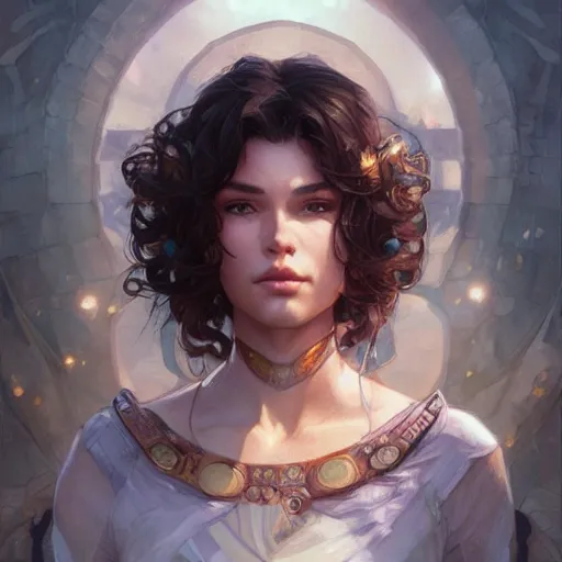 Image similar to beautiful, strong, mixed race, female, face, head shot, fantasy, highly detailed, digital painting, artstation, concept art, smooth, sharp focus, illustration, art by artgerm and greg rutkowski and alphonse mucha