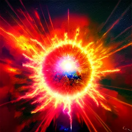Prompt: A stunning supernova explosion, abstract art, digital painting, artstation, smooth, sharp focus, 8K, art by craig mullins