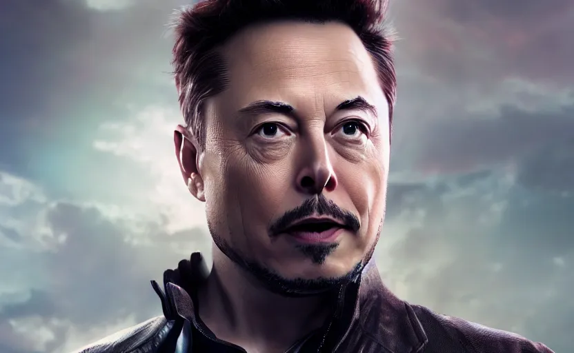 Prompt: Elon Musk as Tony Stark, 4K UHD image, octane render,