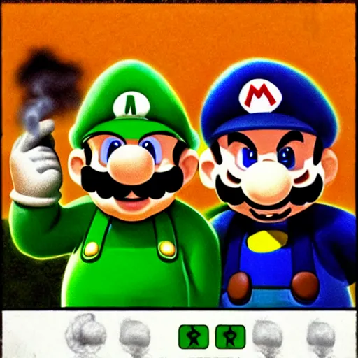 Image similar to mario bros smoking weed