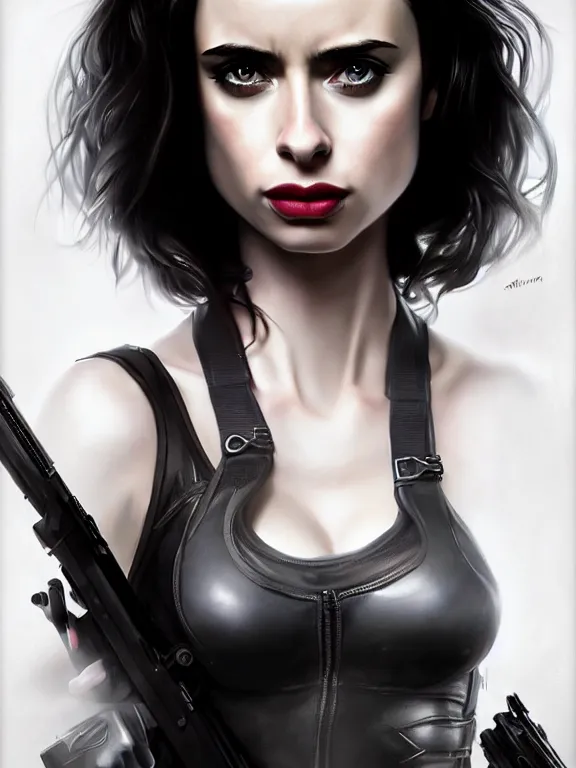 Prompt: krysten ritter as the black widow, digital painting, extremely detailed, 4 k, intricate, brush strokes, mark arian, artgerm, bastien lecouffe - deharme