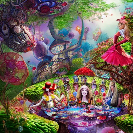 Image similar to alice in wonderland, by vincent callebaut and sandra chevrier and phillipe druillet, trending on artstation hq, deviantart, pinterest, 4 k uhd image