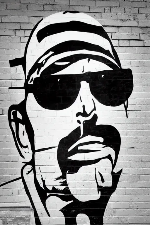 Prompt: Wall mural portrait of Hunter S Thompson, urban art, pop art, artgerm, by Roy Lichtenstein