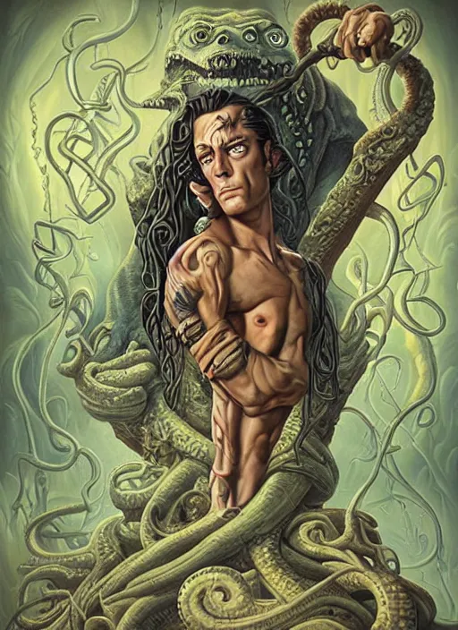 Image similar to lovecraft lovecraftian portrait of tarzan, pixar style, by tristan eaton stanley artgerm and tom bagshaw, dali