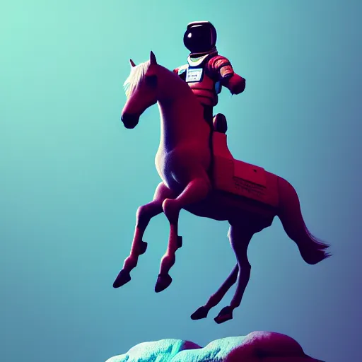 Image similar to photography of animal horse riding on top of an human astronaut. from western by hiroyuki okiura and katsuhiro otomo and alejandro hodorovski style with many details by mike winkelmann and vincent di fate in sci - fi style. volumetric natural light photo on dsmc 3 system,