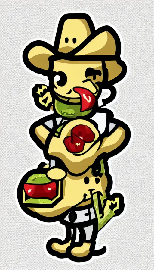 Prompt: kawaii anthropomorphic cowboy snake oil salesman, mascot logo for edible crypto stimulant SNAKEOIL