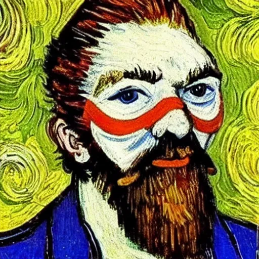 Image similar to guy fawkes playing nintendo, van gogh painting,