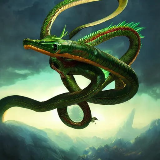 Image similar to hyperrealistic photo of rayquaza the flying sanke like dragon pokemon, character design, concept art, studio lighting, professional photography, cinematic by artgerm and greg rutkowski and alphonse mucha