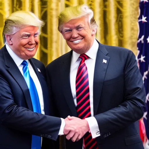 Image similar to donald trump and magnus carlsen shaking hands