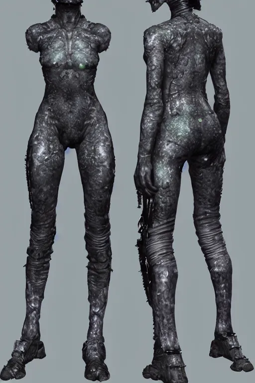 Prompt: villaincore lunarpunk androgynous voidpunk eclipsekin otherkin persona :: realistic hyperdetailed zbrush render :: nebula spacesuit visor, tattered clothing