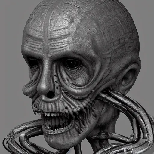 Image similar to luigi, a computer rendering by h. r. giger, trending on zbrush central, neoplasticism, zbrush, reimagined by industrial light and magic, # vfxfriday