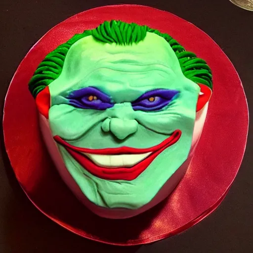 Image similar to a birthday cake in the shape of the joker