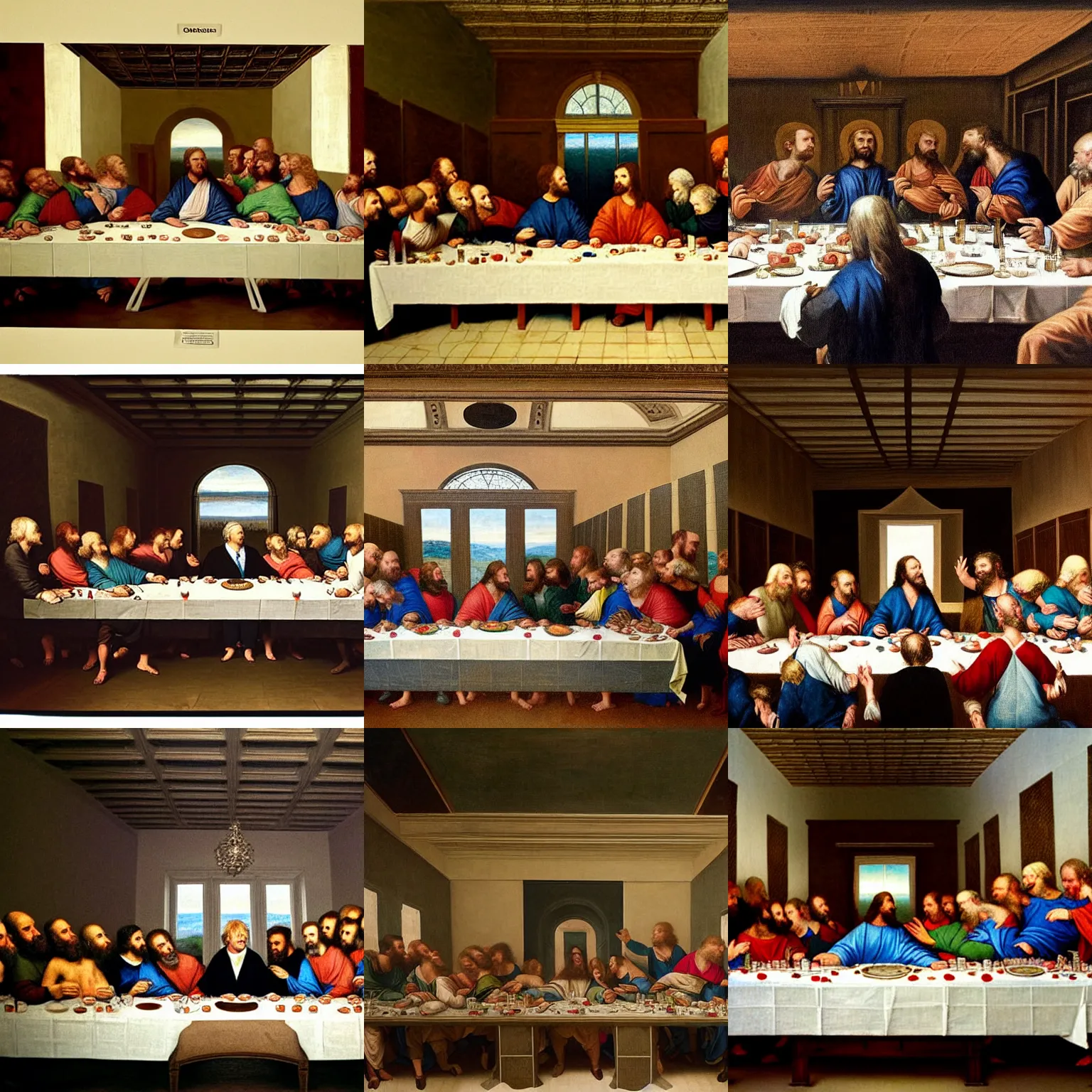 Prompt: boris johnson's last cabinet meeting in the style of the last supper painting