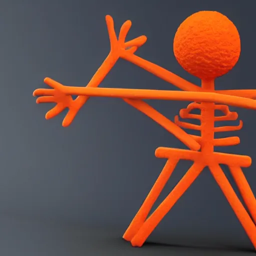 Image similar to 3 - d cartoon orange stick man in lifescience, veeva