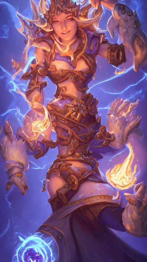 Image similar to hearthstone official professional art. a sorceress, wearing a robe casting a fire ball. insanely coherent physical body parts ( face, arms, legs, hair, eyes, pupil, eye white ). full body realistic, sharp focus, 8 k high definition, insanely detailed, intricate, elegant, smooth, sharp focus, illustration, artstation