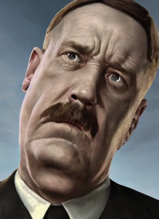 Image similar to a still of Hitler in the Thanos in Avengers Endgame, Thanos as Hitler face realistic, sigma male, accurately portrayed, rule for thirds, portrait art by alphonse mucha and greg rutkowski, highly detailed, digital painting, concept art, illustration, dim lighting with twilight rays of sunlight, trending on artstation, very detailed, smooth, sharp focus, octane render, close up