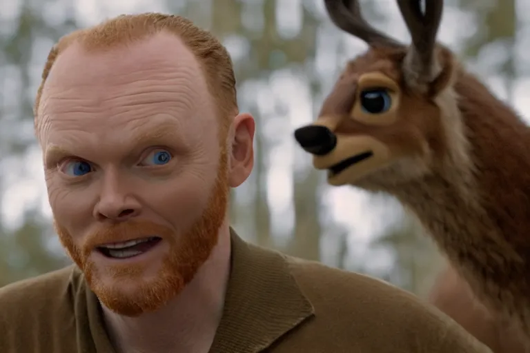 Image similar to a film still of Bill burr in bambi, high quality