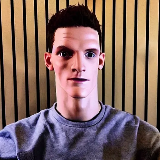 Image similar to “a realistic detailed photo of a guy who is an attractive humanoid who is half robot and half humanoid, who is a male android, Declan Rice, shiny skin”