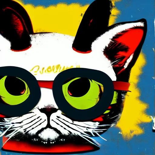 Prompt: extreme wide shot of a pirate cat, wearing an eye patch, pop surrealism, pop art, digital art. by Andy Warhol, wide shot, 4K, trending on artstation